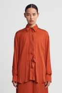 Flame Tie Detail Satin Shirt-K261011125