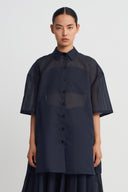 Night Blue Self-Striped Silk Blend Shirt-K261011116
