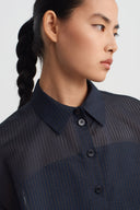 Night Blue Self-Striped Silk Blend Shirt-K261011116