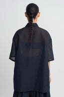 Night Blue Self-Striped Silk Blend Shirt-K261011116