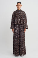 Brown Sequin Embellished Blouse-K261011126