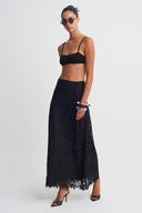 Black Long Guipure Lace Skirt-K262012010