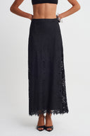 Black Long Guipure Lace Skirt-K262012010