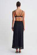 Black Long Guipure Lace Skirt-K262012010