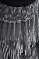 Silver Layered Pleated Skirt with Ruffle Details-K262012011