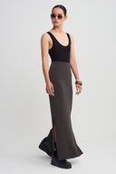 Brown Jersey Pencil Skirt-K262012026