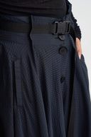 Night Blue Button-Front Silk Skirt-K262012028