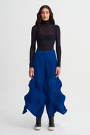 Sea Blue Geometric Pleated Trousers-K263013004