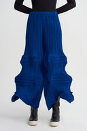 Sea Blue Geometric Pleated Trousers-K263013004