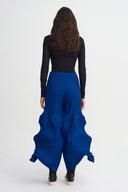 Sea Blue Geometric Pleated Trousers-K263013004