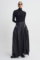 Black Pleat Detailed Wide-Leg Trousers-K263013011