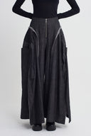 Black Pleat Detailed Wide-Leg Trousers-K263013011