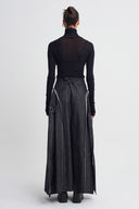 Black Pleat Detailed Wide-Leg Trousers-K263013011