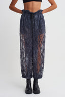 Dark Grey Velvet Pattern Organza Trousers-K263013012