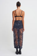 Dark Grey Velvet Pattern Organza Trousers-K263013012