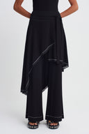 Black Soft Knit Wrap Detail Trousers-K263013015