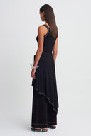 Black Soft Knit Wrap Detail Trousers-K263013015