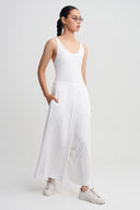 Off White Skirt-Overlay Trousers-K263013030