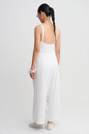 Off White Skirt-Overlay Trousers-K263013030