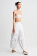 Off White Gathered Balloon Trousers-K263013051