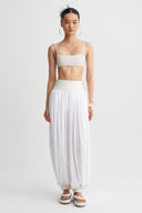 Off White Gathered Balloon Trousers-K263013051