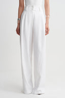 Off White High-Waisted Wide-Leg Trousers-K263013053