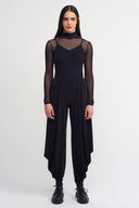 Black Draped Jersey Trousers-K263013057