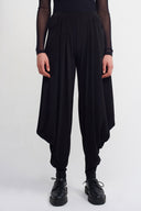 Black Draped Jersey Trousers-K263013057