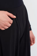 Black Draped Jersey Trousers-K263013057