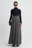 Black/White Belt-Detail Wide-Leg Trousers-K263013063