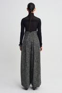 Black/White Belt-Detail Wide-Leg Trousers-K263013063