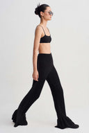 Black Wide-Leg Knit Trousers-K263013064