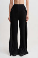 Black Wide-Leg Knit Trousers-K263013064