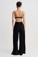 Black Wide-Leg Knit Trousers-K263013064