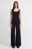 Black Wide-Leg Jersey Trousers-K263013066