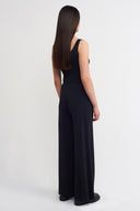 Black Wide-Leg Jersey Trousers-K263013066