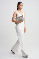 Off White High-Waisted Flared Trousers-K263013072