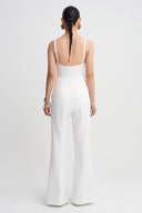 Off White High-Waisted Flared Trousers-K263013072