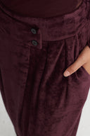 Burgundy Wrap-Front Velvet Trousers-K263013074