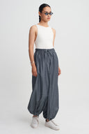 Black Blue Balloon Leg Trousers-K263013075