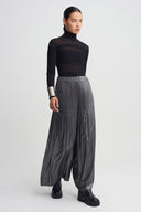 Silver Wide-Leg Pleated Trousers-K263013077
