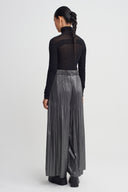 Silver Wide-Leg Pleated Trousers-K263013077