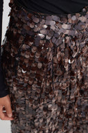 Brown Sequin Wide-Leg Trousers-K263013083