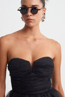 Black Layered Tulle Mini Dress-K264014012