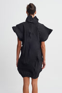 Black Sculptural Pleated Dress-K264014017