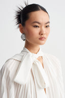 Off White Scarf-Tie Pleated Dress-K264014036