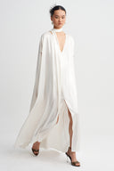Off White Tassel-Detail Scarf-Neck Dress-K264014040