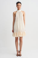 Mılk Lace Trim Pleated Mini Dress-K264014048