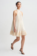 Mılk Lace Trim Pleated Mini Dress-K264014048
