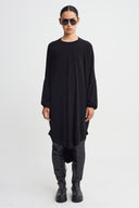 Black Draped-Back Jersey Dress-K264014056